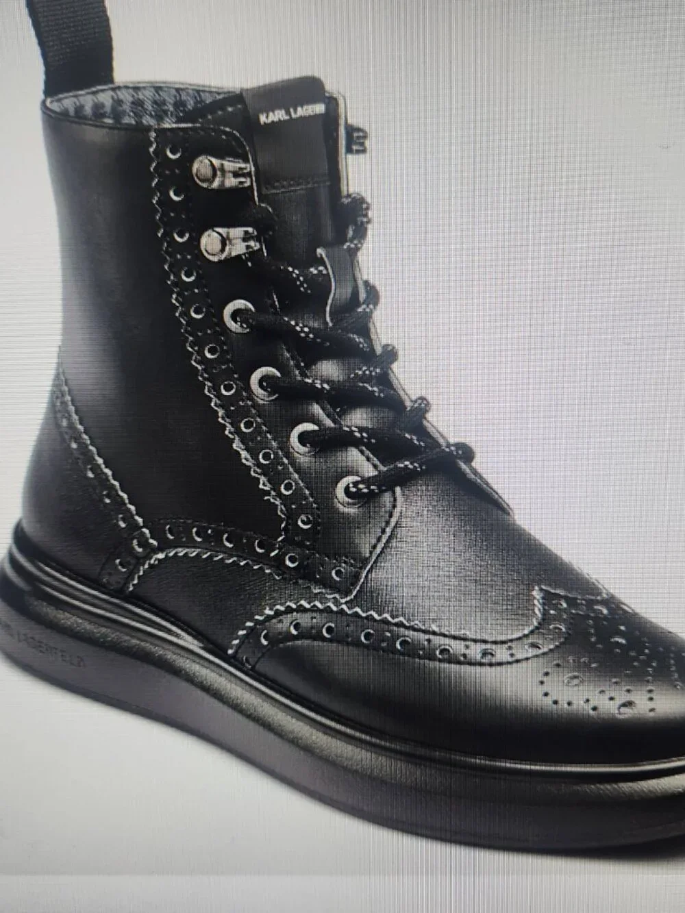 Karl Lagerfeld Paris LFS3008 Men's Leather Combat Boots. NIB. Size 11